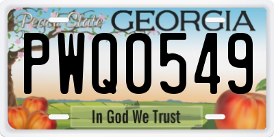 GA license plate PWQ0549
