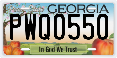 GA license plate PWQ0550