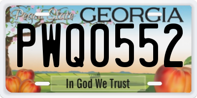 GA license plate PWQ0552