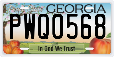 GA license plate PWQ0568
