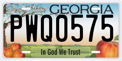 GA license plate PWQ0575
