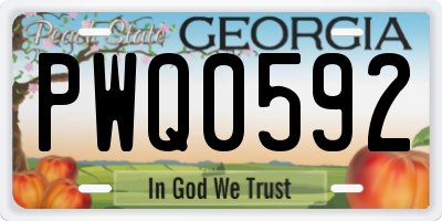GA license plate PWQ0592