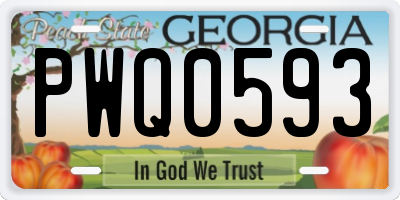 GA license plate PWQ0593
