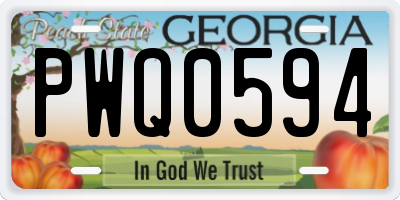 GA license plate PWQ0594