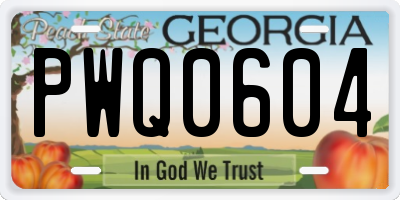GA license plate PWQ0604