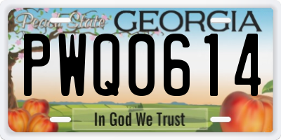 GA license plate PWQ0614
