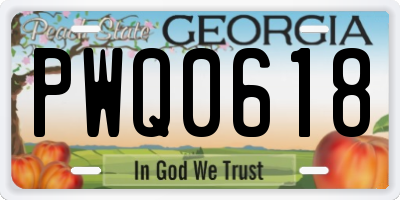 GA license plate PWQ0618