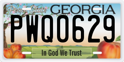 GA license plate PWQ0629