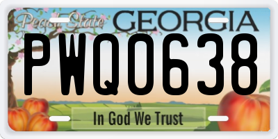 GA license plate PWQ0638