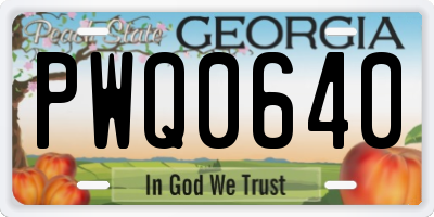 GA license plate PWQ0640