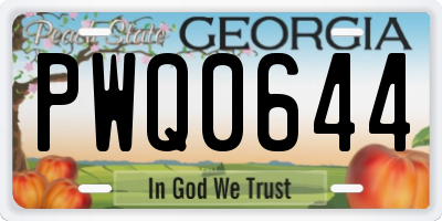 GA license plate PWQ0644