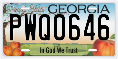 GA license plate PWQ0646