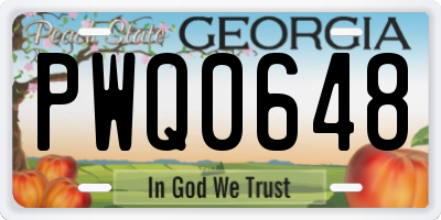 GA license plate PWQ0648