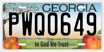 GA license plate PWQ0649