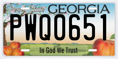 GA license plate PWQ0651