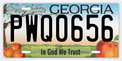 GA license plate PWQ0656