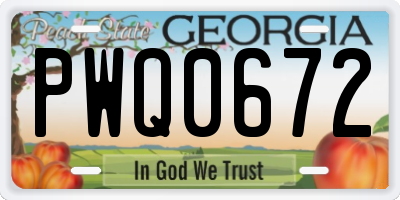 GA license plate PWQ0672