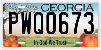 GA license plate PWQ0673