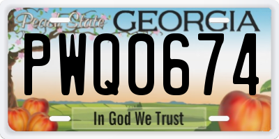 GA license plate PWQ0674