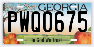 GA license plate PWQ0675