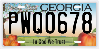GA license plate PWQ0678