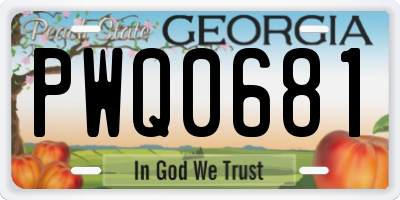 GA license plate PWQ0681