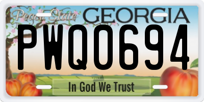 GA license plate PWQ0694