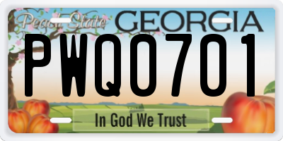 GA license plate PWQ0701