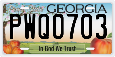 GA license plate PWQ0703