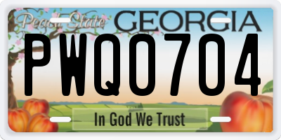GA license plate PWQ0704