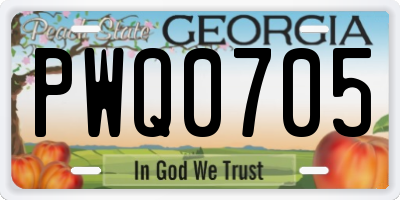 GA license plate PWQ0705