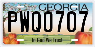 GA license plate PWQ0707