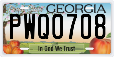 GA license plate PWQ0708