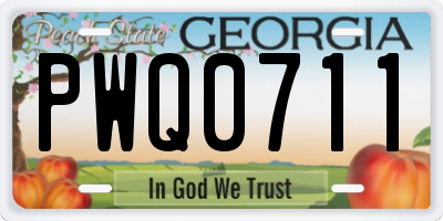 GA license plate PWQ0711