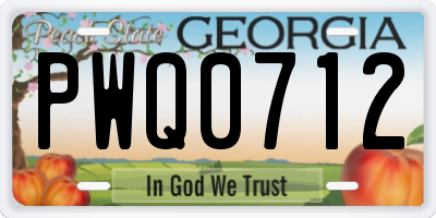 GA license plate PWQ0712