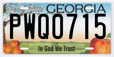 GA license plate PWQ0715