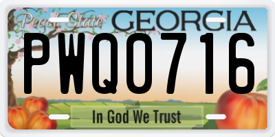 GA license plate PWQ0716