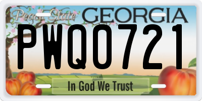 GA license plate PWQ0721
