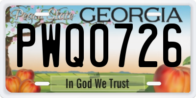 GA license plate PWQ0726