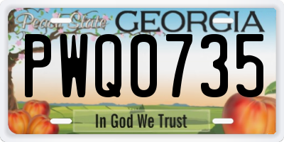 GA license plate PWQ0735