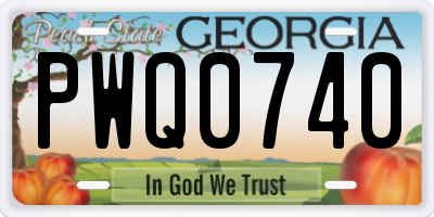 GA license plate PWQ0740