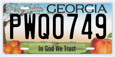 GA license plate PWQ0749