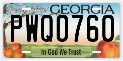 GA license plate PWQ0760