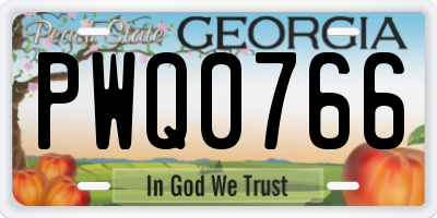 GA license plate PWQ0766