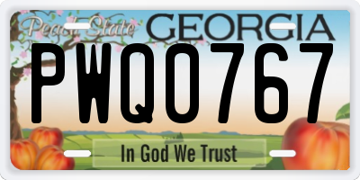 GA license plate PWQ0767