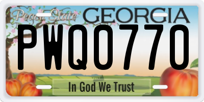 GA license plate PWQ0770