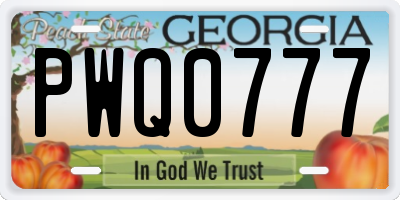GA license plate PWQ0777