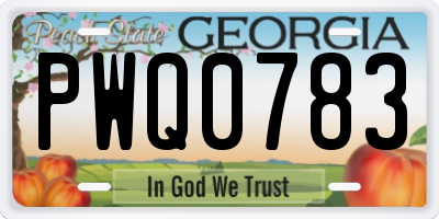 GA license plate PWQ0783
