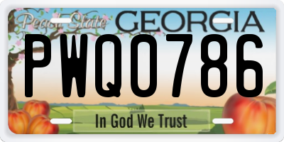 GA license plate PWQ0786