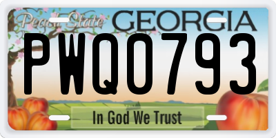 GA license plate PWQ0793